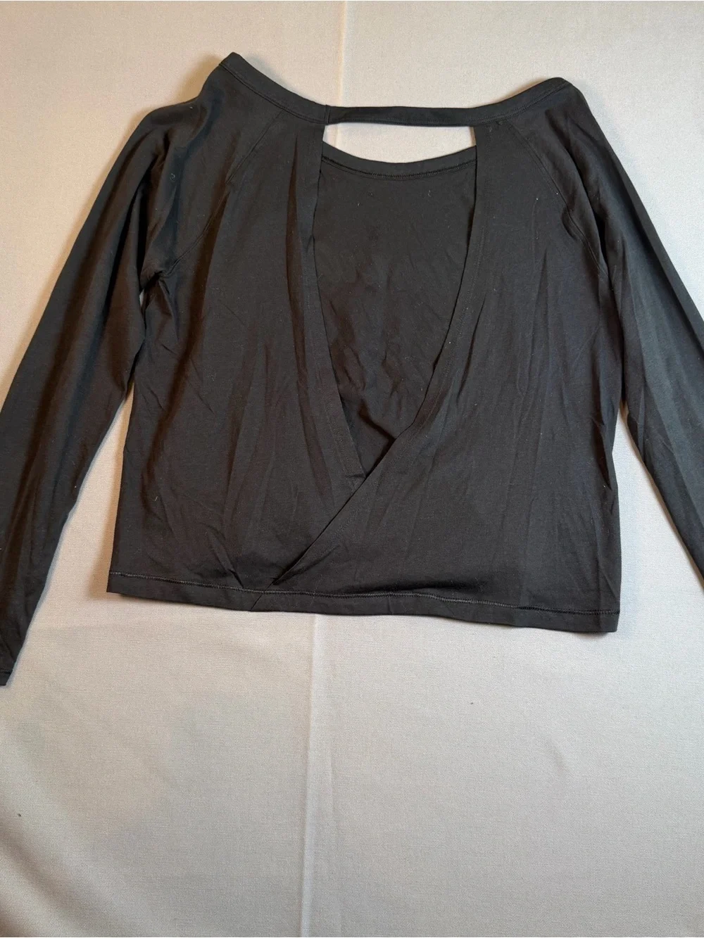 Justice szXL Black Long Sleeve Open Back Crop Top with Multicolor Gymnast Script